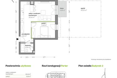 Rzut - Mieszkanie na sprzedaż 2 pokoje o powierzchni 42,33 m² - numer B2/A/07 w Ceglana Park