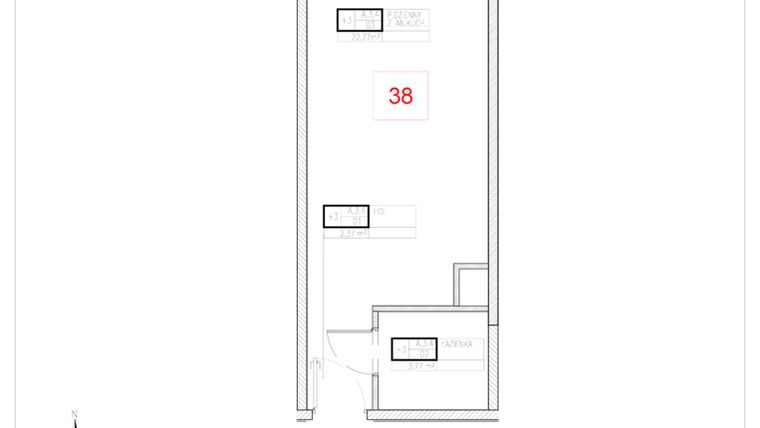 Rzut - Mieszkanie na sprzedaż 1 pokój o powierzchni 28,91 m² - numer A3-4 w Rezydencja Ogród Saski etap I i II