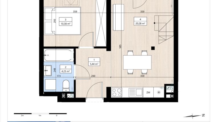 Rzut - Mieszkanie na sprzedaż 2 pokoje o powierzchni 50,96 m² - numer B4/3/40 w MONTANO