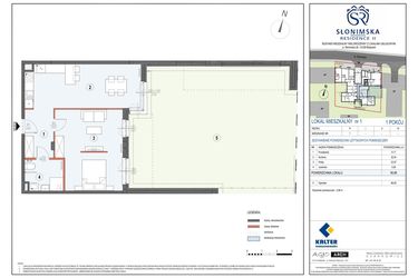 Rzut - Mieszkanie na sprzedaż 1 pokój o powierzchni 56,86 m² - numer M1 w Słonimska Residence II