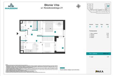 Rzut - Mieszkanie na sprzedaż 2 pokoje o powierzchni 39,01 m² - numer 97 w Błonie Vita