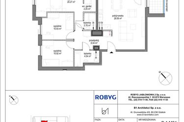 Rzut - Mieszkanie na sprzedaż 4 pokoje o powierzchni 87,87 m² - numer B.1M01 w Kobieli 4