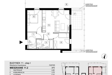Rzut - Mieszkanie na sprzedaż 3 pokoje o powierzchni 54,09 m² - numer 11.2 w Jasieny