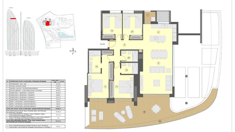 Rzut - Mieszkanie na sprzedaż 4 pokoje o powierzchni 191 m² - numer 34-P2-276 w Apartamenty w Benidorm - 28229441