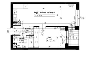 Rzut - Mieszkanie na sprzedaż 2 pokoje o powierzchni 45,81 m² - numer A/4/2 w Świerzawska 13