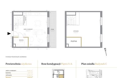 Rzut - Mieszkanie na sprzedaż 1 pokój o powierzchni 61,53 m² - numer C/61 w Królowej Jadwigi