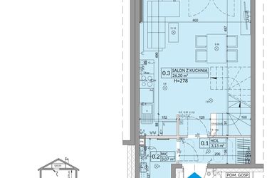 Rzut - Dom na sprzedaż 3 pokoje o powierzchni 68,42 m² - numer 30A w Osiedle Słoneczne etap III