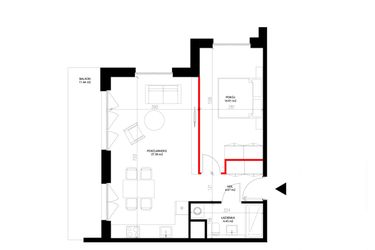 Rzut - Mieszkanie na sprzedaż 2 pokoje o powierzchni 50,87 m² - numer E.4.9 w INSPIRE ETAP IV – bud. E