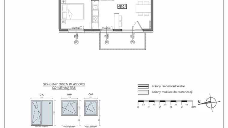 Rzut - Mieszkanie na sprzedaż 2 pokoje o powierzchni 47,94 m² - numer 5.A.45 w Urzeka bud. 5