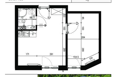 Rzut - Mieszkanie na sprzedaż 2 pokoje o powierzchni 34,95 m² - numer AB.0.042 w Nadolnik Compact Apartments etap III