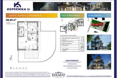 Rzut - Mieszkanie na sprzedaż 2 pokoje o powierzchni 48,4 m² - numer E03 w Kopernika Szesnaście