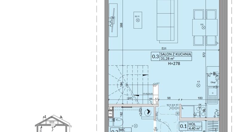 Rzut - Dom na sprzedaż 4 pokoje o powierzchni 77,99 m² - numer 22B w Osiedle Słoneczne etap III
