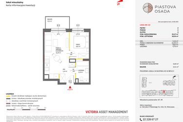 Rzut - Mieszkanie na sprzedaż 2 pokoje o powierzchni 35,57 m² - numer E.110 w Piastova Osada