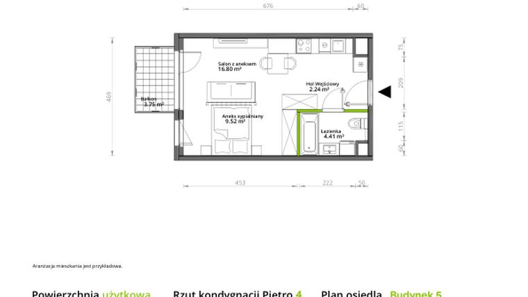 Rzut - Mieszkanie na sprzedaż 1 pokój o powierzchni 33,01 m² - numer 028/5 w Aleje Praskie