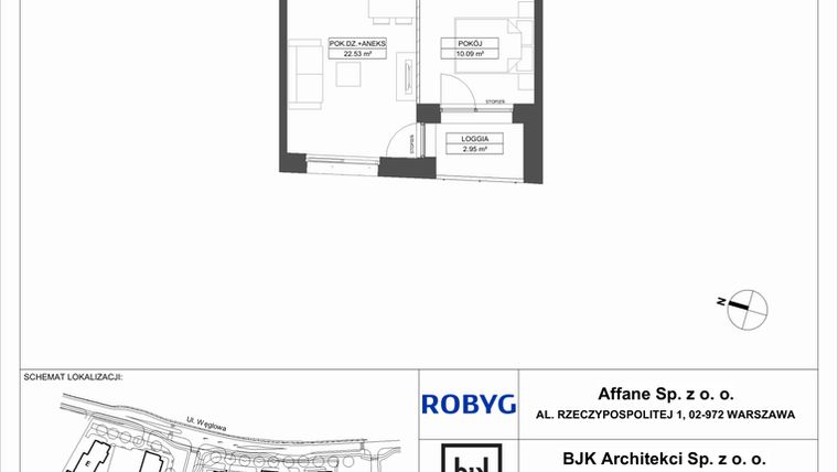 Rzut - Mieszkanie na sprzedaż 2 pokoje o powierzchni 40,53 m² - numer A.1M06 w WENDY
