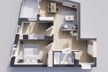 Rzut - Mieszkanie na sprzedaż 2 pokoje o powierzchni 51,72 m² - numer 23/19 w Odrzańskie Bulvary