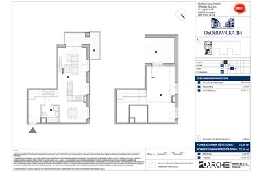 Rzut - Mieszkanie na sprzedaż 1 pokój o powierzchni 77,7 m² - numer B.21 w Osobowicka 114