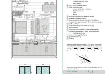 Rzut - Mieszkanie na sprzedaż 2 pokoje o powierzchni 49,46 m² - numer A.3.3 w Remedium