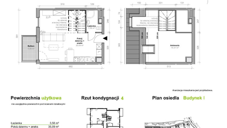 Rzut - Mieszkanie na sprzedaż 2 pokoje o powierzchni 56,96 m² - numer I.4.M07 w Przemyska Vita