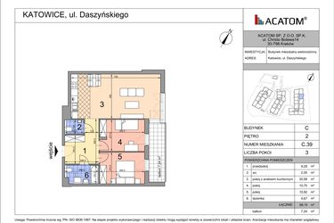 Rzut - Mieszkanie na sprzedaż 3 pokoje o powierzchni 68,12 m² - numer C39 w Daszyńskiego Park