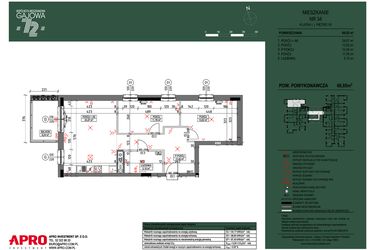 Rzut - Mieszkanie na sprzedaż 3 pokoje o powierzchni 66,85 m² - numer 34 w Wspólnota Mieszkaniowa Gajowa 72