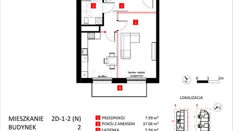 Rzut - Mieszkanie na sprzedaż 2 pokoje o powierzchni 66,11 m² - numer AJ_11/4 w Apartamenty Jeździecka