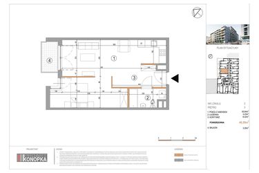 Rzut - Mieszkanie na sprzedaż 1 pokój o powierzchni 46,59 m² - numer A3/2 w 5th Avenue Apartments