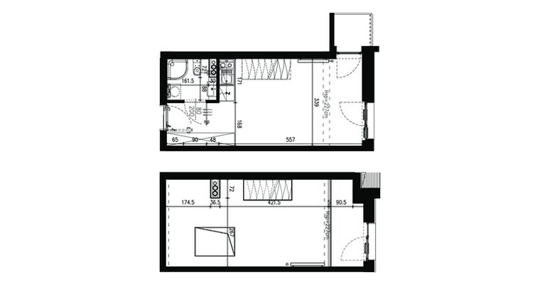 Rzut - Mieszkanie na sprzedaż 2 pokoje o powierzchni 45,16 m² - numer AB.4.056 w Nadolnik Compact Apartments etap III