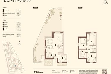 Rzut - Mieszkanie na sprzedaż 5 pokoi o powierzchni 97,02 m² - numer 11.1 w Bukowa