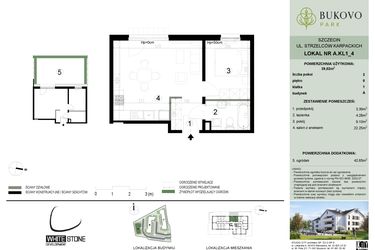 Rzut - Mieszkanie na sprzedaż 2 pokoje o powierzchni 39,02 m² - numer A.1.4 w Bukovo Park