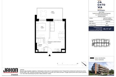 Rzut - Mieszkanie na sprzedaż 2 pokoje o powierzchni 35,17 m² - numer 18 w Jachtowa