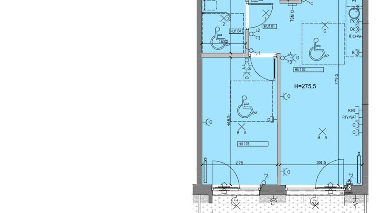 Rzut - Mieszkanie na sprzedaż 2 pokoje o powierzchni 43,18 m² - numer HU1 w Miasto Ogród 6 - HELSINKI
