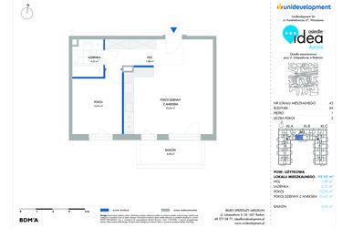 Rzut - Mieszkanie na sprzedaż 2 pokoje o powierzchni 48,72 m² - numer 42.4A w Osiedle Idea Aurora