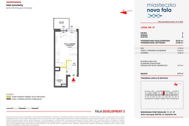 Rzut - Mieszkanie na sprzedaż 1 pokój o powierzchni 26,05 m² - numer 47 w Miasteczko Nova Fala