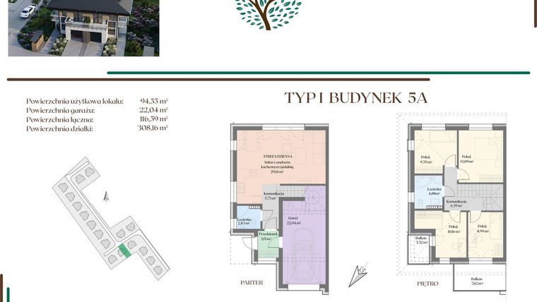 Rzut - Dom na sprzedaż 5 pokoi o powierzchni 116,59 m² - numer 5A w Olechowska Verde