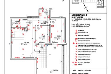 Rzut - Mieszkanie na sprzedaż 3 pokoje o powierzchni 57,63 m² - numer 4 w Osiedle 4 Pory Roku - Etap VIII