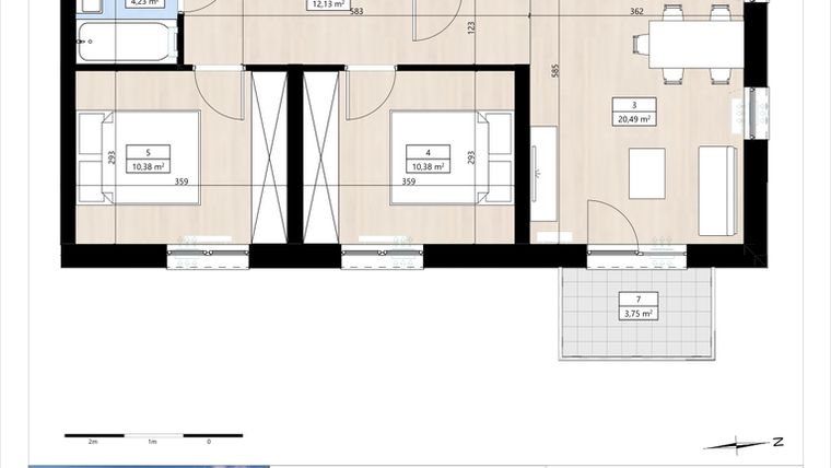 Rzut - Mieszkanie na sprzedaż 3 pokoje o powierzchni 60,53 m² - numer B4/1/22 w MONTANO