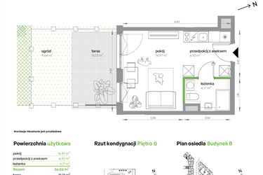 Rzut - Mieszkanie na sprzedaż 1 pokój o powierzchni 26,06 m² - numer BA0003/4 w M Bemowo