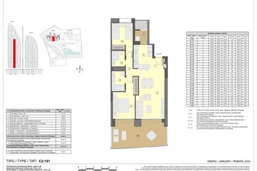 Rzut - Mieszkanie na sprzedaż 2 pokoje o powierzchni 109 m² - numer 2-C2-131 w Apartamenty w Benidorm - 28229441