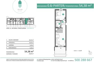 Rzut - Mieszkanie na sprzedaż 2 pokoje o powierzchni 54,38 m² - numer 03.0.8 w Port Jastarnia bud. 02, 03