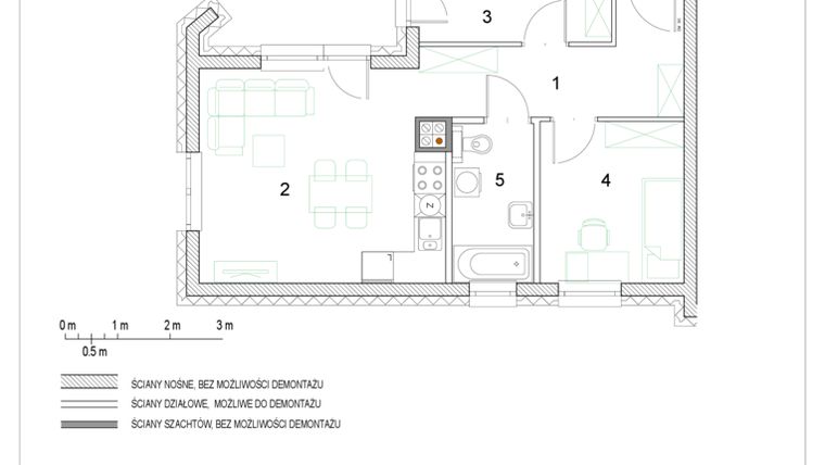 Rzut - Mieszkanie na sprzedaż 3 pokoje o powierzchni 48,91 m² - numer F1/P3/3 w Osiedle Jodłowa bud. F