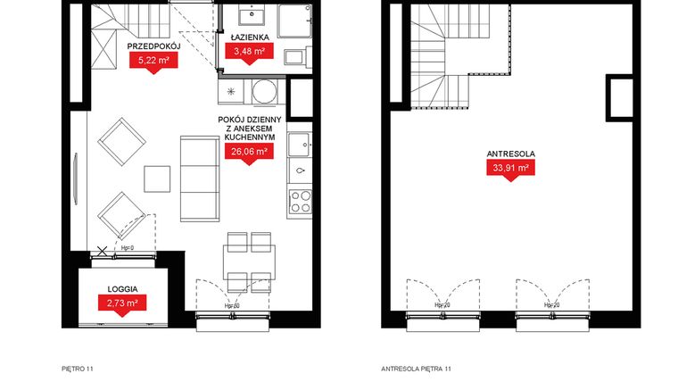 Rzut - Mieszkanie na sprzedaż 1 pokój o powierzchni 68,59 m² - numer A2 357 w 29L
