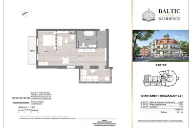 Rzut - Mieszkanie na sprzedaż 2 pokoje o powierzchni 68,06 m² - numer 0.01 w Baltic Luxury Residence