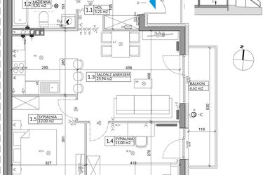 Rzut - Mieszkanie na sprzedaż 3 pokoje o powierzchni 61,55 m² - numer 32B w Osiedle Młodych etap IV