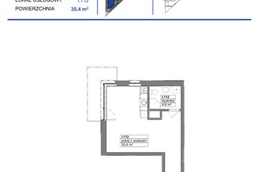 Rzut - Mieszkanie na sprzedaż 1 pokój o powierzchni 54,9 m² - numer 112 w Reda City etap III