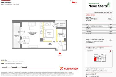 Rzut - Mieszkanie na sprzedaż 2 pokoje o powierzchni 41,92 m² - numer 258 w Miasteczko Nova Sfera 3