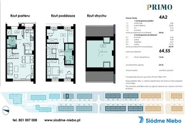 Rzut - Mieszkanie na sprzedaż 3 pokoje o powierzchni 64,55 m² - numer 4.A2 w Osiedle Primo