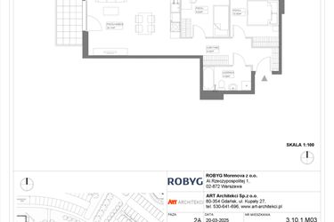Rzut - Mieszkanie na sprzedaż 1 pokój o powierzchni 56,19 m² - numer 3.10.1M03 w Szumilas etap III