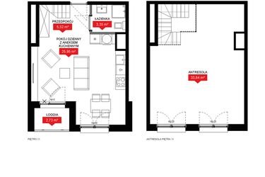 Rzut - Mieszkanie na sprzedaż 1 pokój o powierzchni 68,46 m² - numer A2 363 w 29L