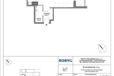 Rzut - Mieszkanie na sprzedaż 1 pokój o powierzchni 35,73 m² - numer A.2M04 w Kobieli 4